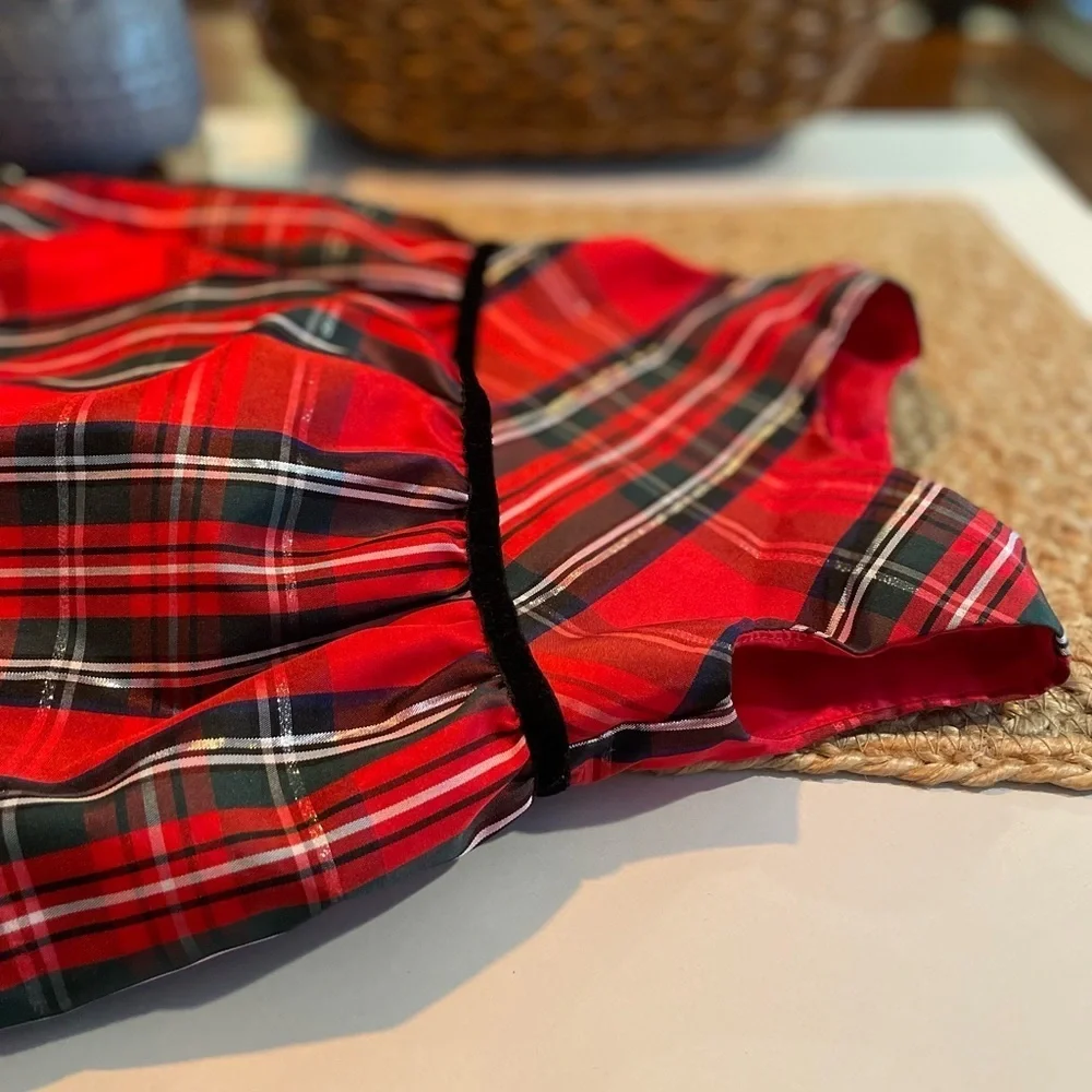 Festive Little Girls Red Plaid Holiday Dress
